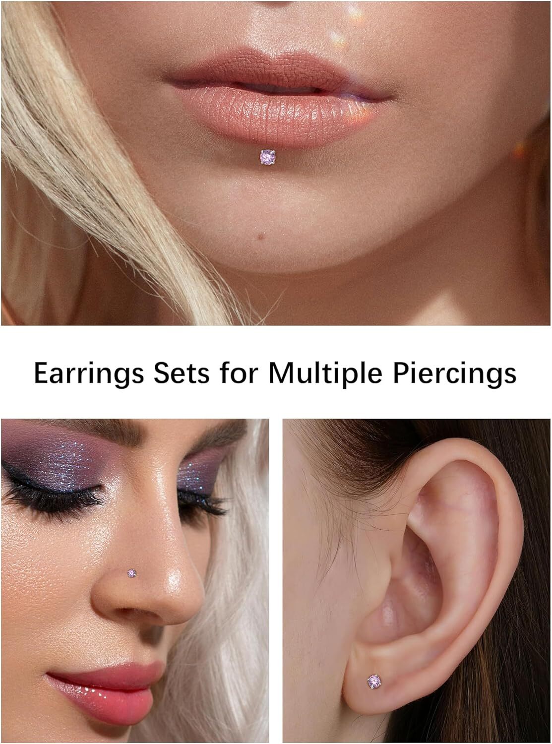 Oveta Titanium Flat Back Studs Earrings for Tragus Cartilage Piercing Jewelry