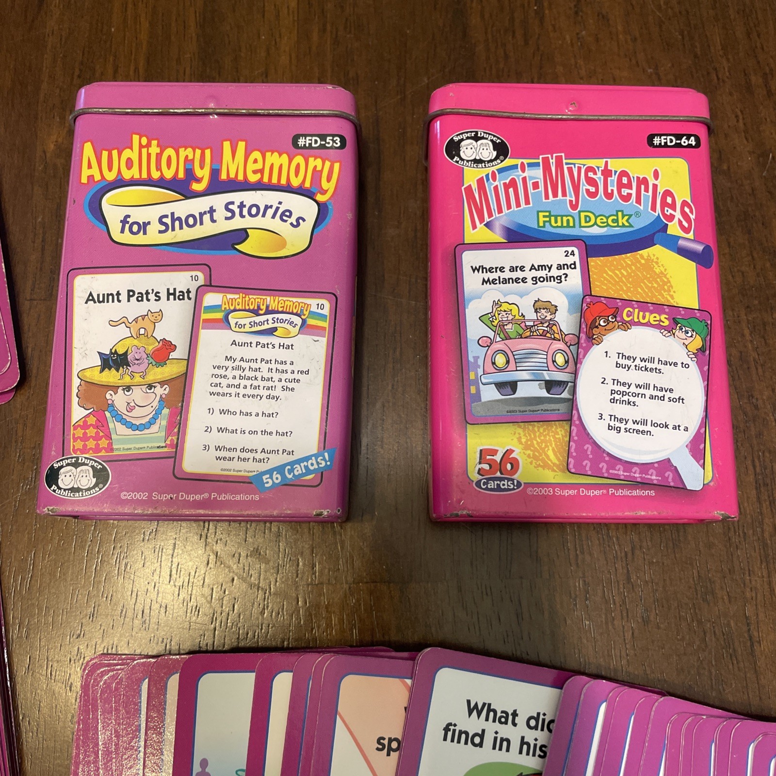 Auditory Memory for Short Stories & Mini-Mysteries Fun Deck Lot Of 2. Vintage.
