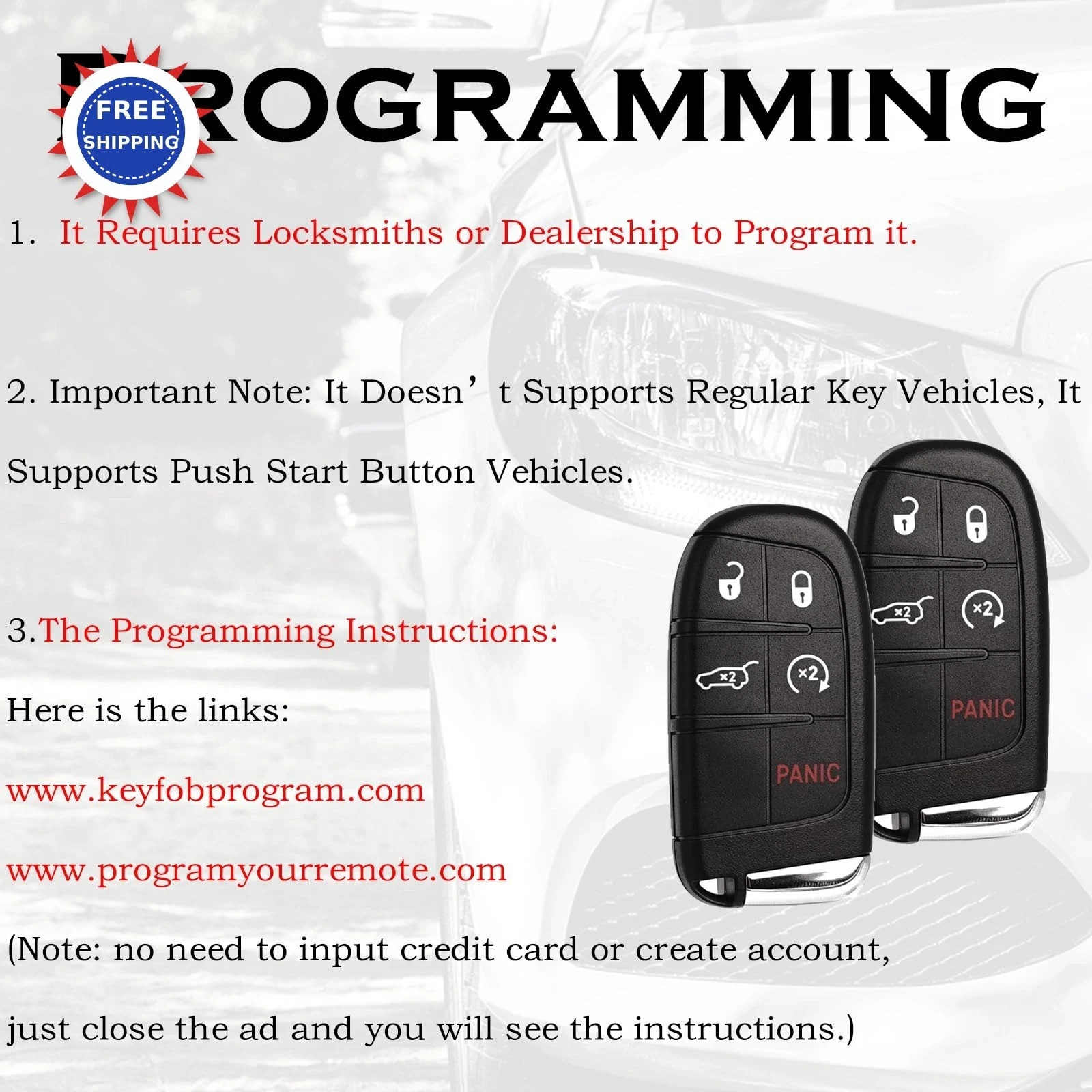 SUPALAND Car Key Fob Replacement Fits for Jeep Grand Cherokee Dodge Durango