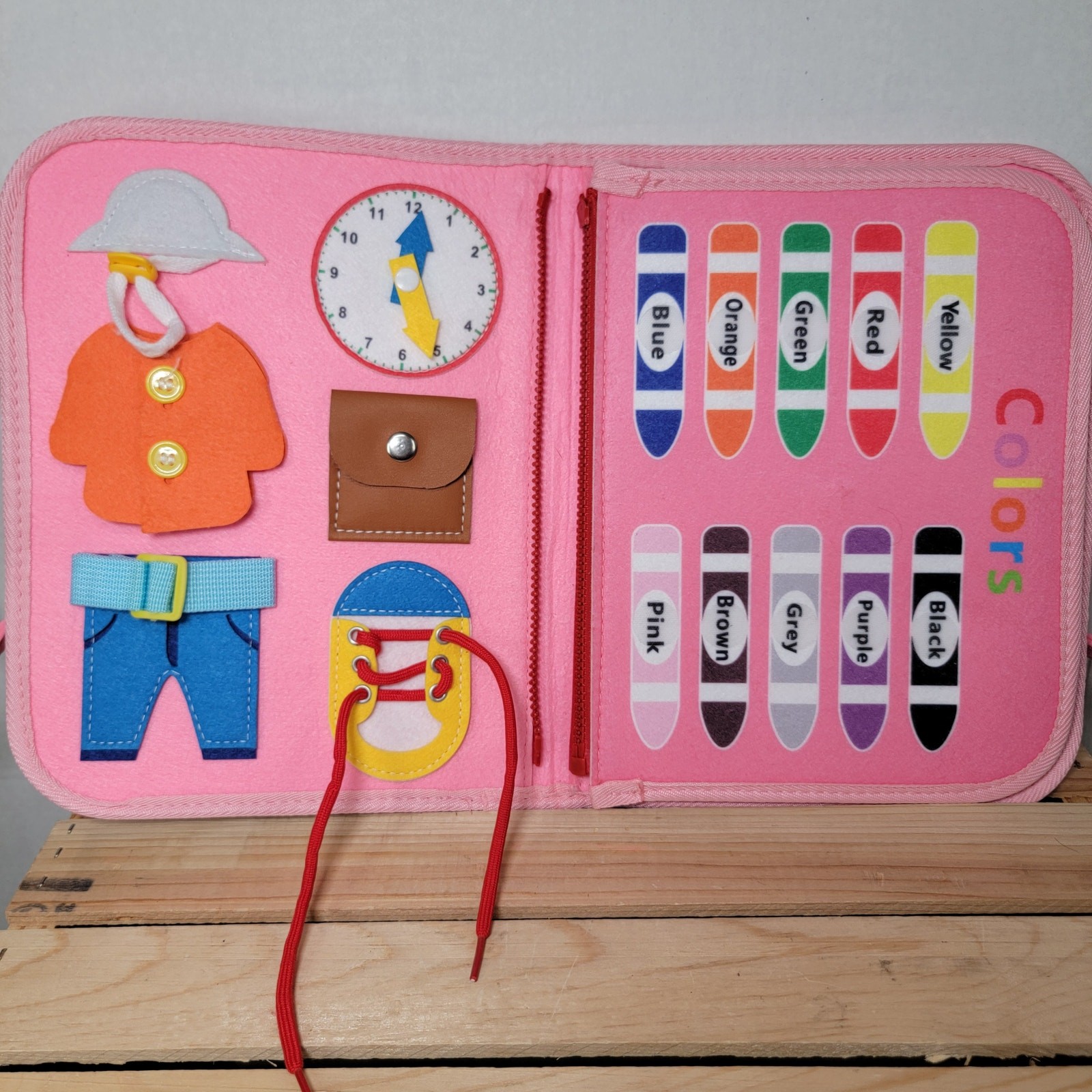 Winblo Toddler Busy Board – Montessori Toy for Basic Educational Learning Skills