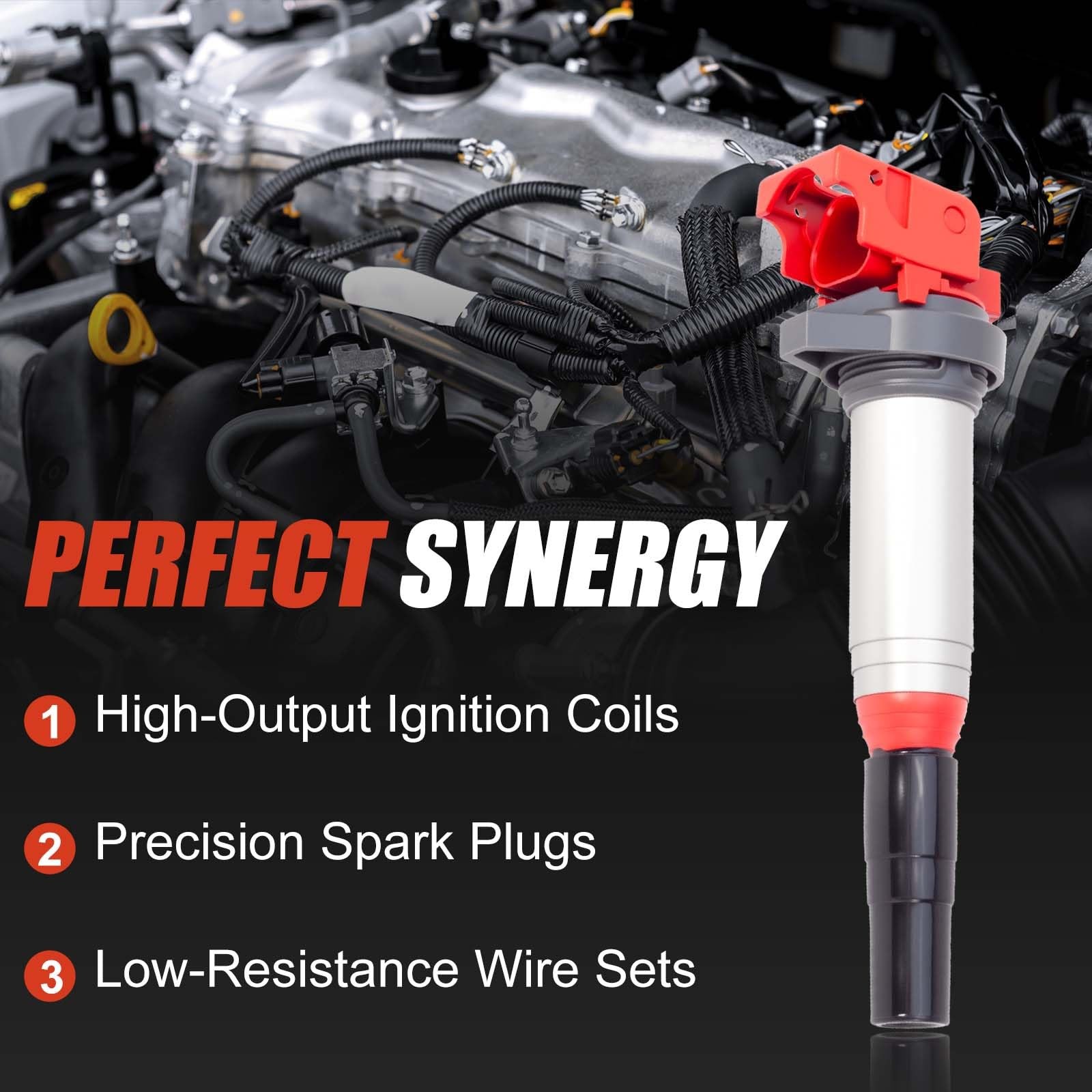 6Pk UF667 Coil Packs, Spark Plugs & Connectors for BMW X3 X5 Z4 2.5L 3.0L V6