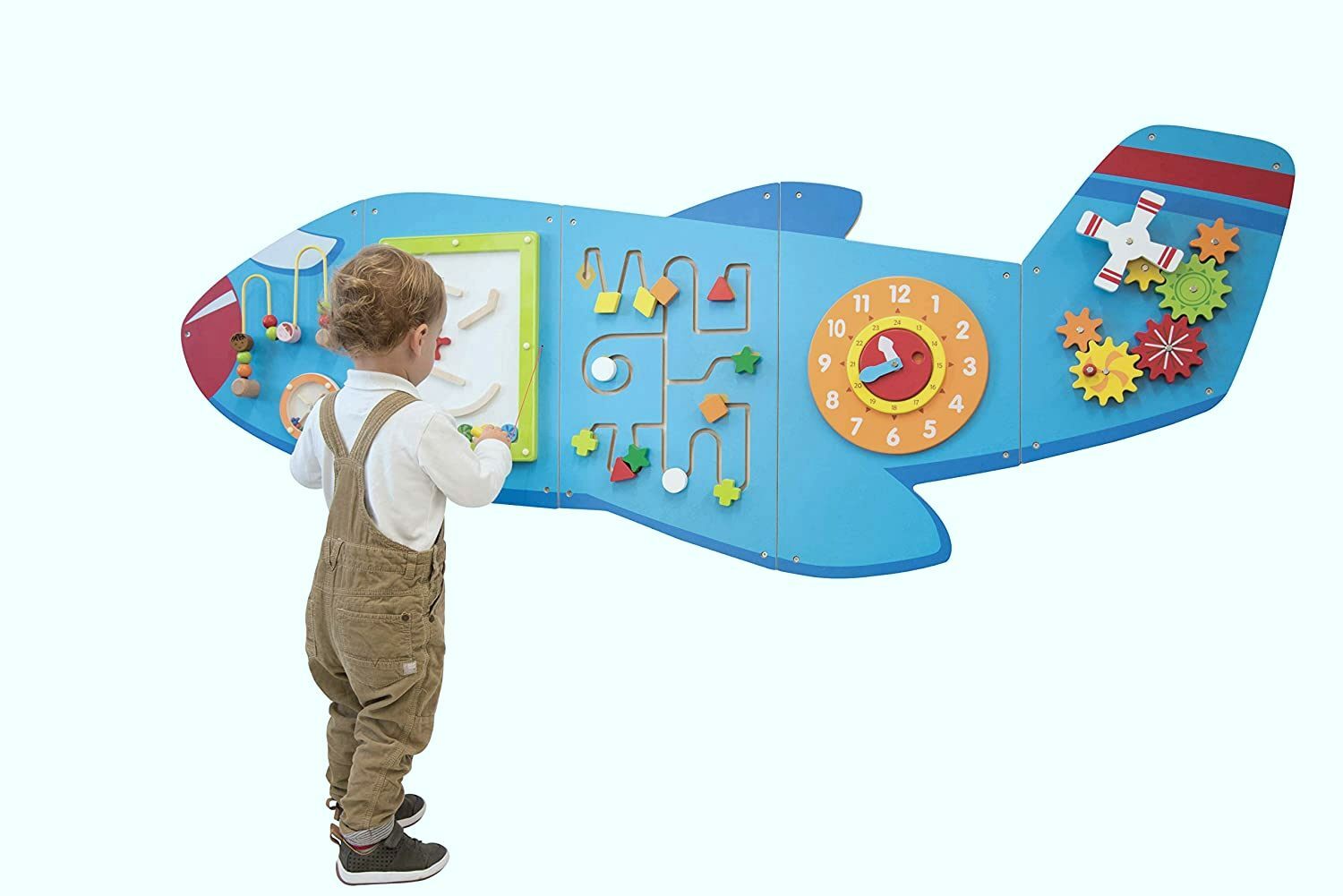 Kids Home Learning Wall Mounted Toy Airplane Activity Panels Toddlers Fun Play