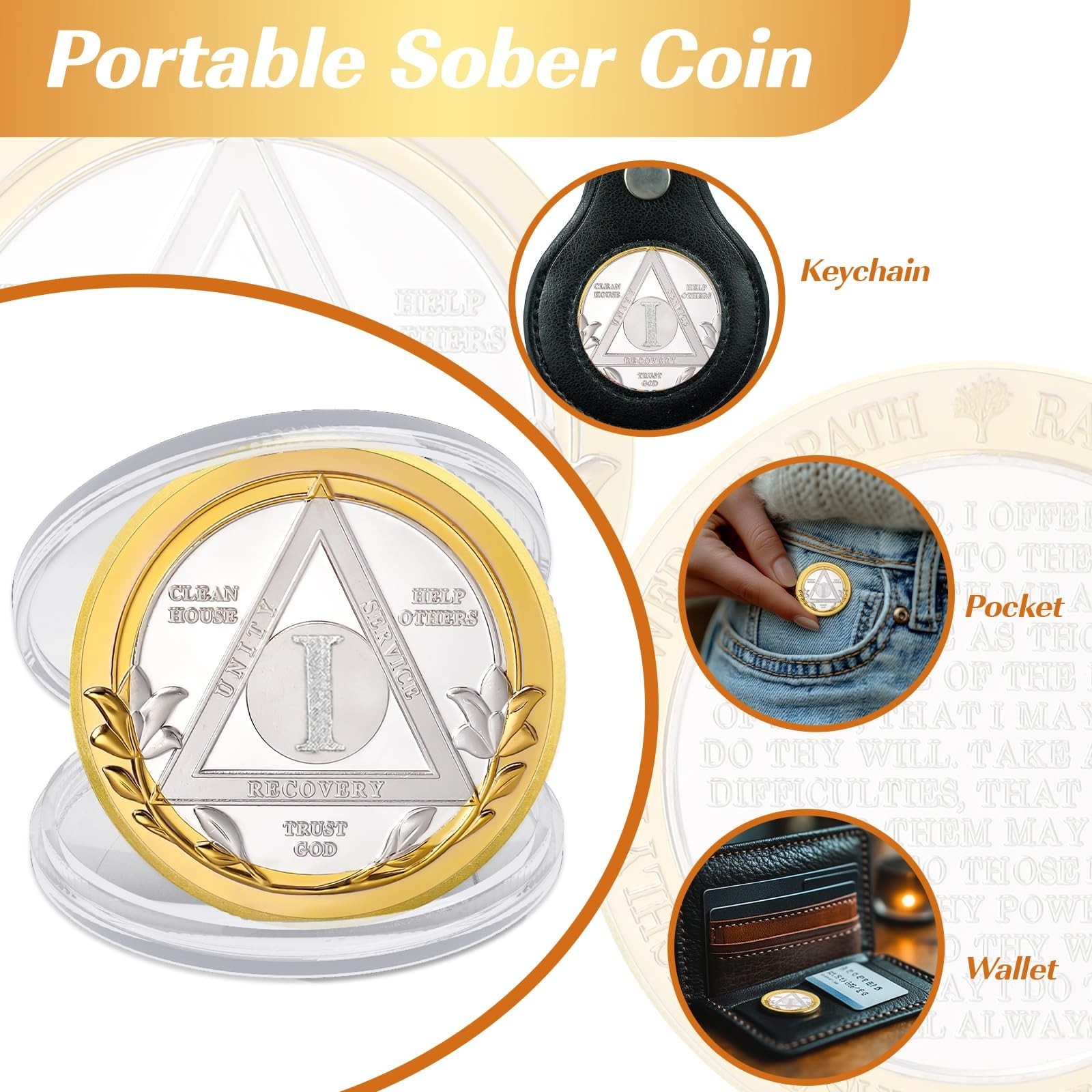 Victory Path 1 Year Sobriety Coin, Affirmation AA Chips, Addiction Recovery O…