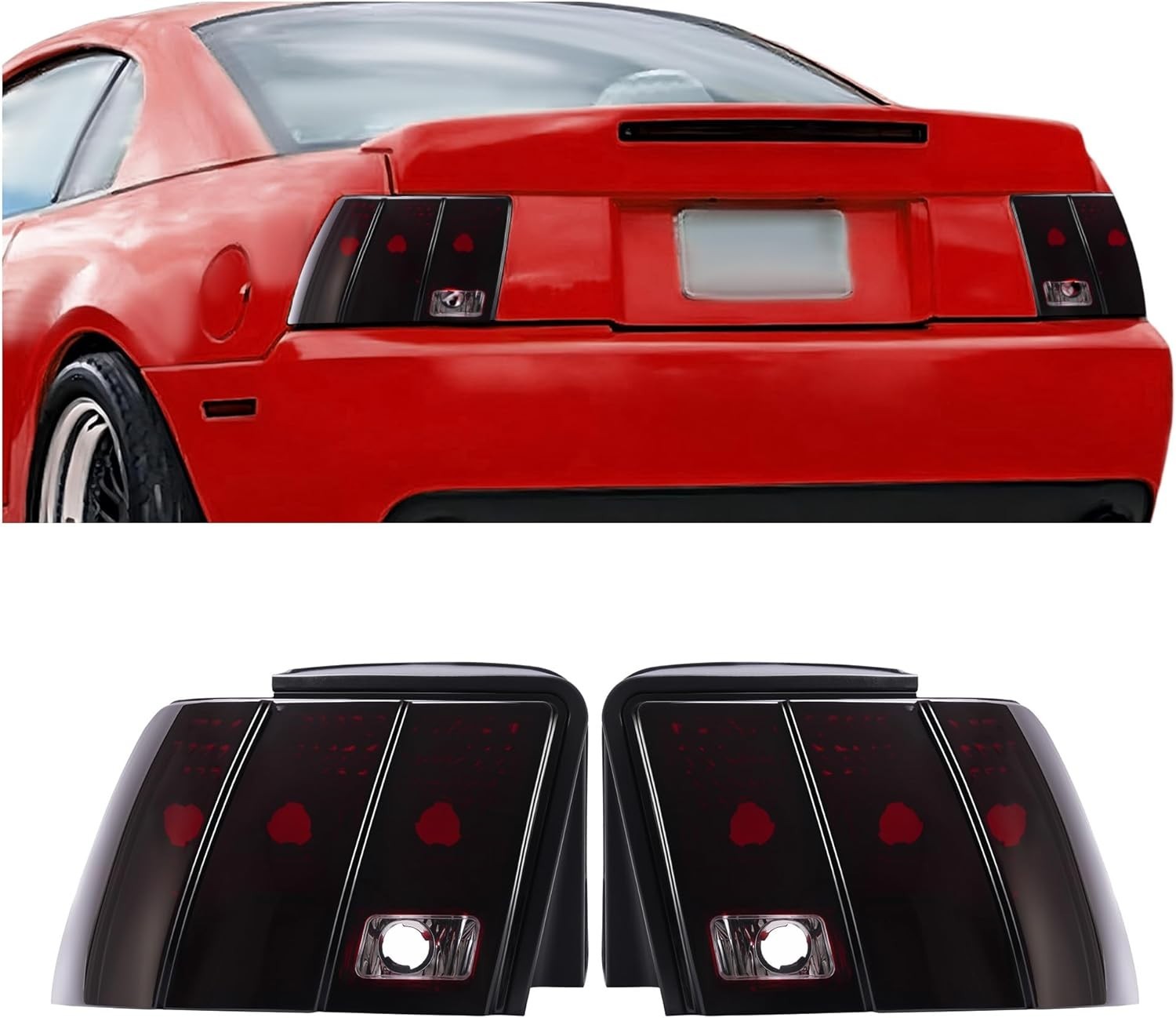 Pair Tail Lights Compatible with 1999-2004 Ford Mustang Replacement for FO281810