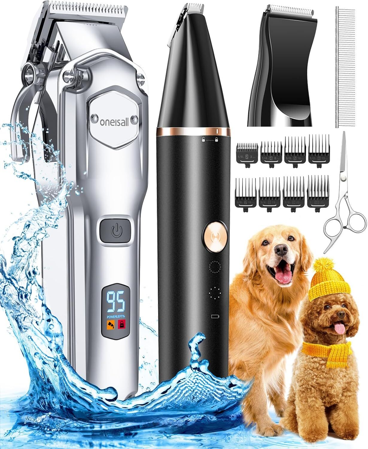 oneisall Pet Grooming Kit for Heavy Thick Hair&Coats/Low Noise Rechargeable