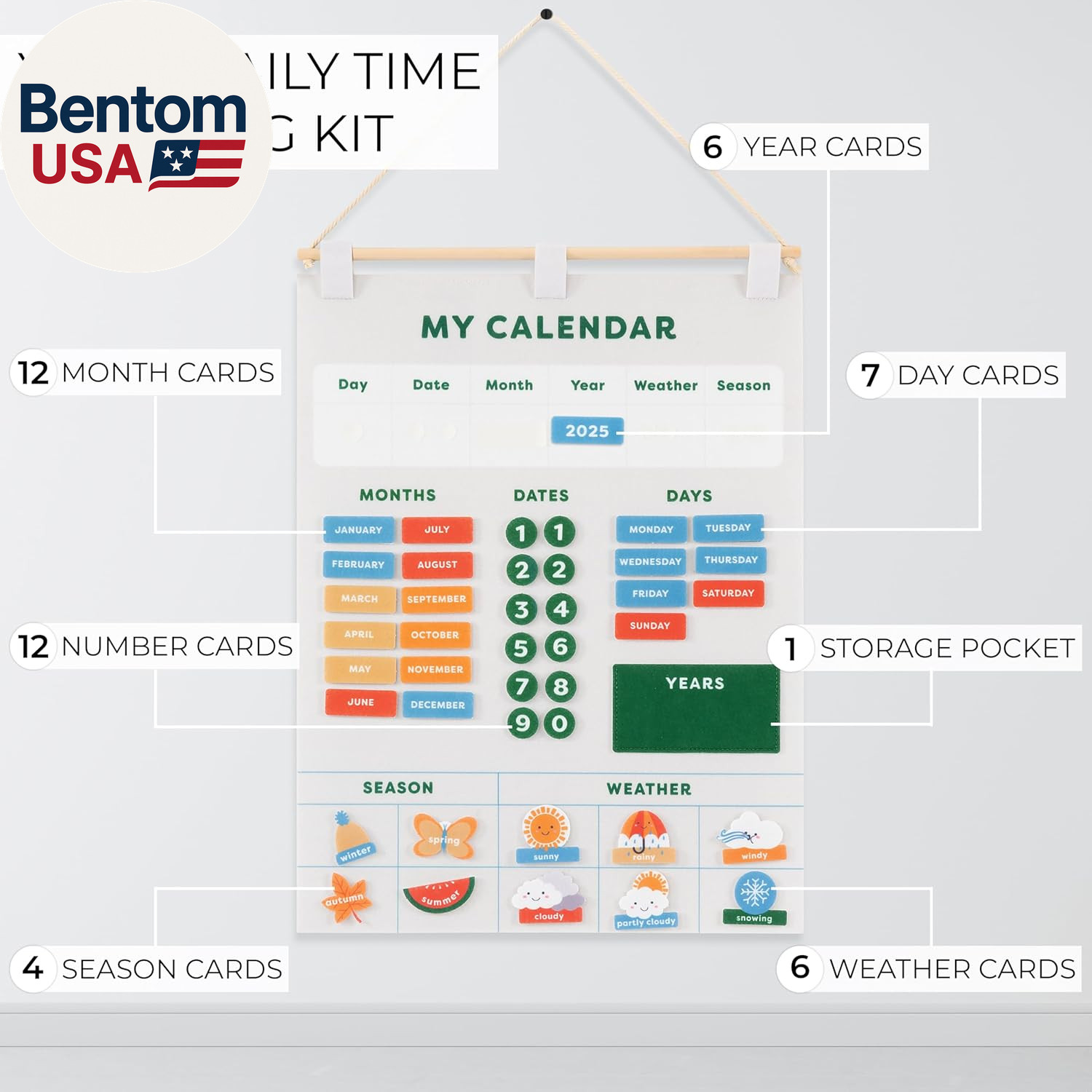 Beautiful Toddler and Kids Calendar – Perfect Homeschool Supplies with Months, D