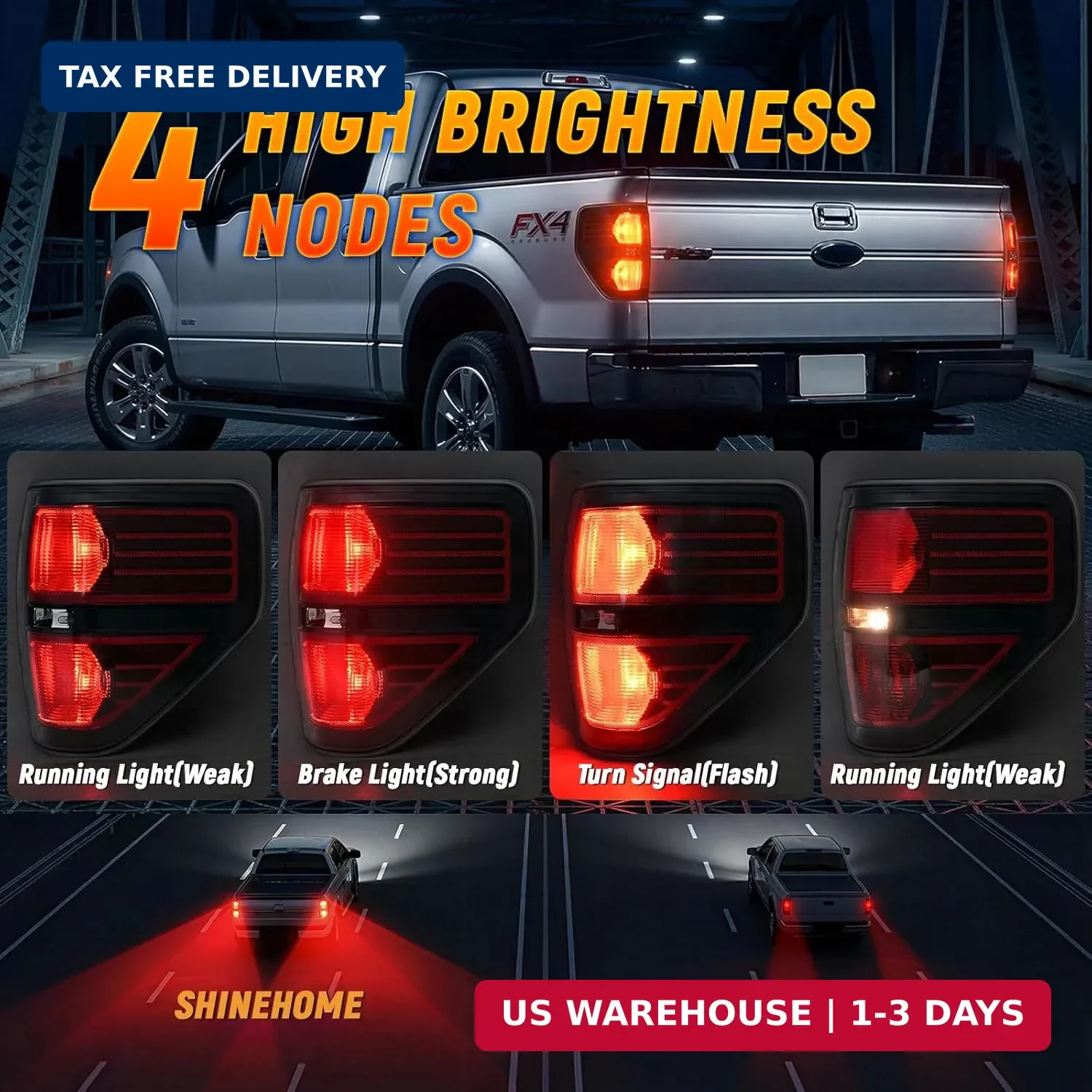 Rear Brake Tail Light for 2009 2010 2011 2012 2013 2014 Ford F150 F-150 Left Dri
