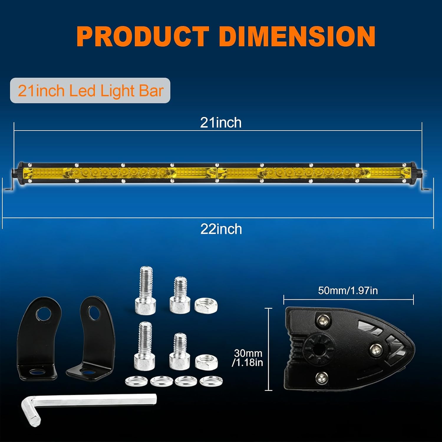LED Light Bar Kits 21 Inch 204W Slim Light Bars 2PCS LED Pods 4Inch 60W (Amber 2