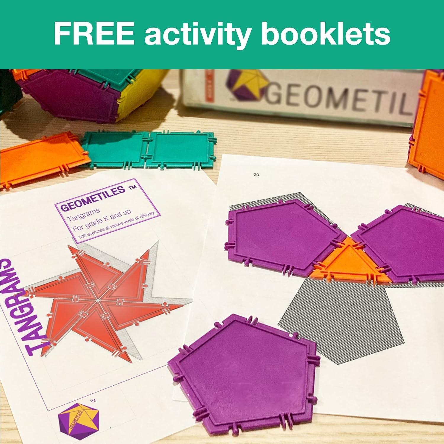 Geometiles 3D Building Set for Learning Math 96 Pieces Snap Together