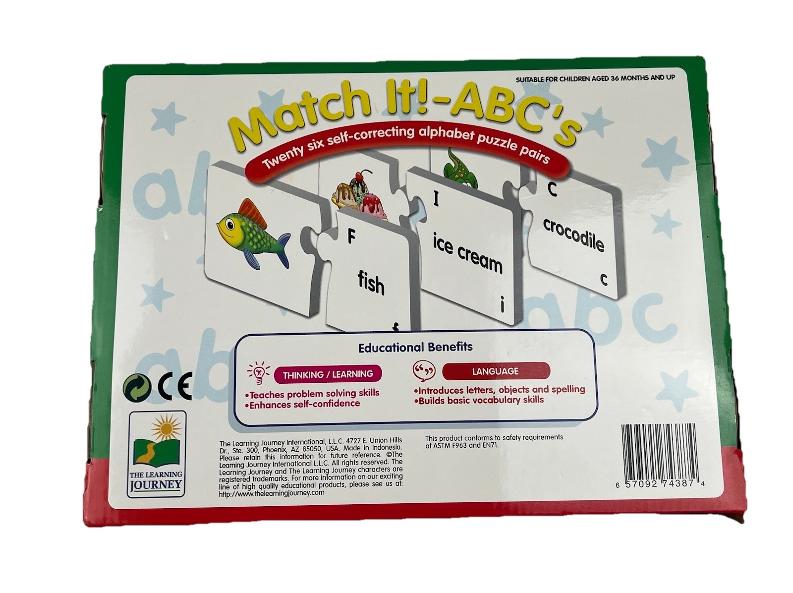 Match It! ABC’S Puzzles The Learning Journey Letter Word Recognition Preschool