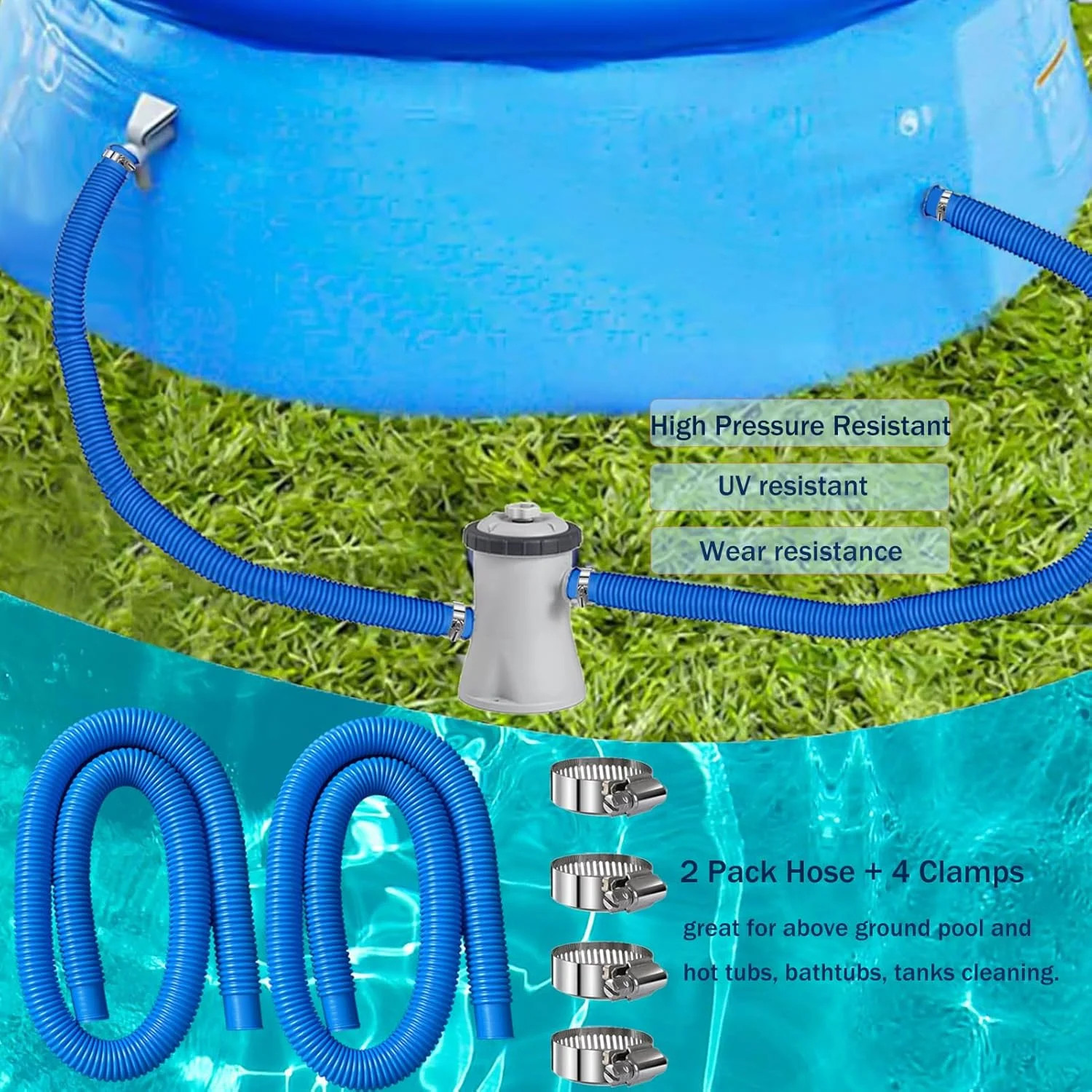 Pool Hoses Pool Pump Replacement Hose, 1.25 x 59 inch Above Ground Pool Hoses Tu