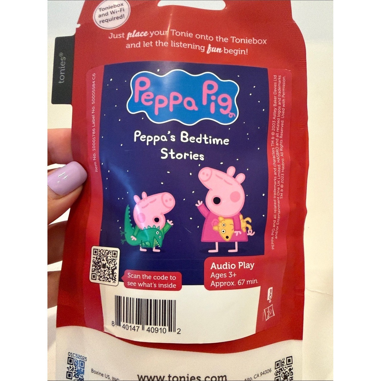 NWT Tonies Peppa Pig Peppa’s Bedtime Stories Figurine – Pink & Teal