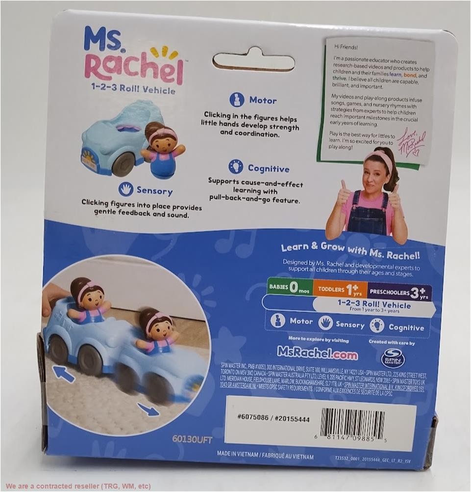 Ms. Rachel 1-2-3 Roll! Vehicle with Click-in Figure & Pull Back Action