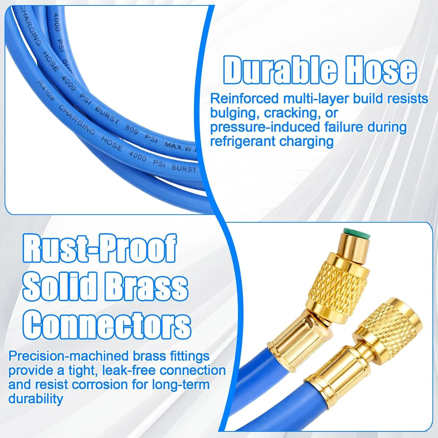 R410A Recharge Kit AC Charging Hose, R134A R22 R404A R410A Manifold Gauge Hose K