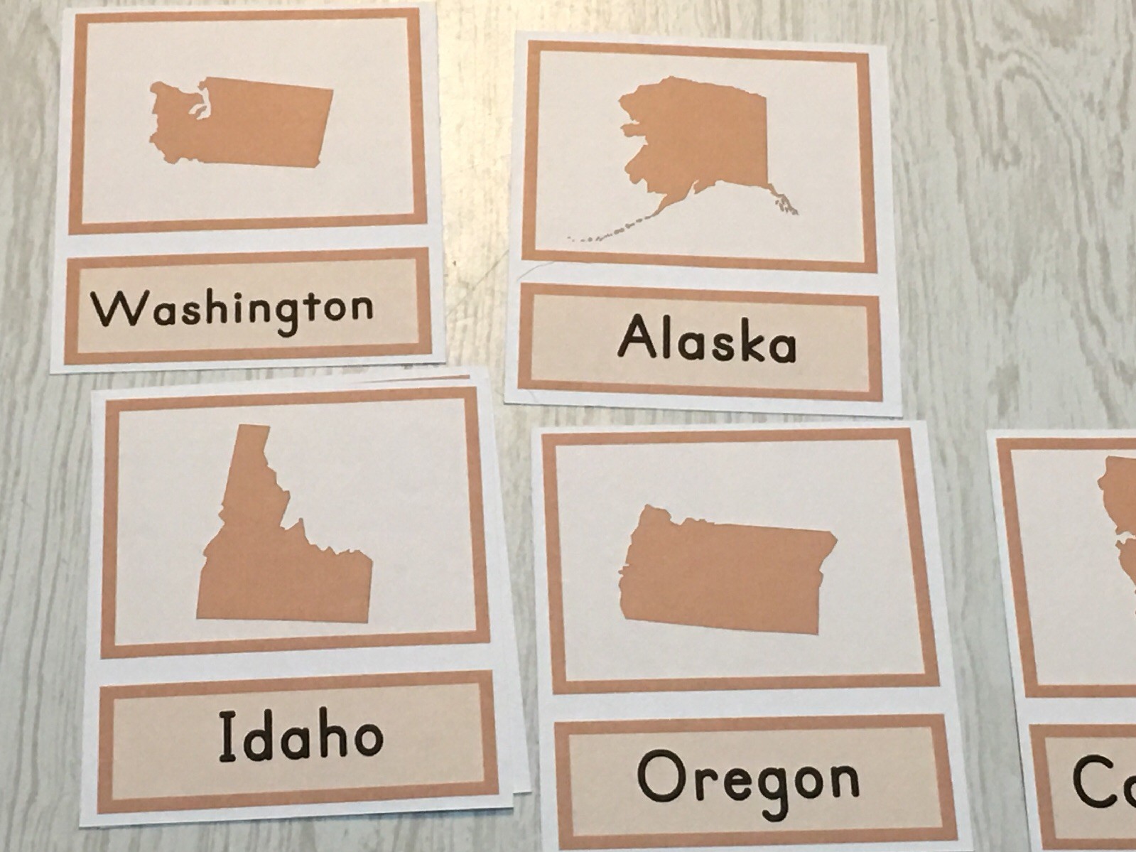 Identifying Fifty States – Three Part Cards – Montessori