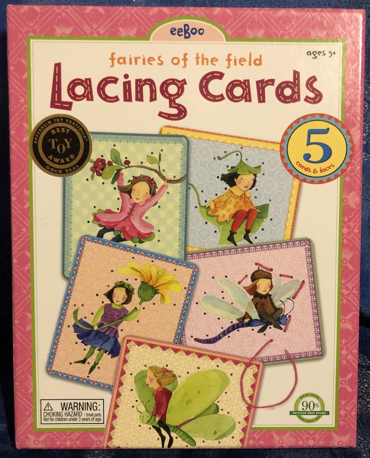 eeBoo Fairies of the Field Lacing Cards – 5 Cards & Laces Complete 2006
