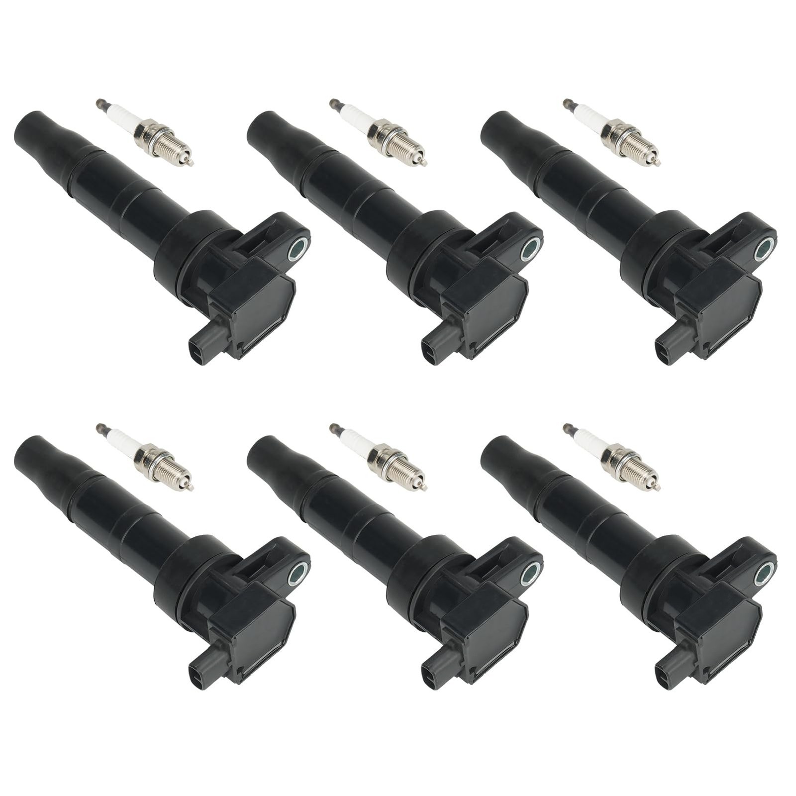 6 Sets Black Ignition Coil and Iridum Spark Plugs Fit for Hyundai Azera 2007-…