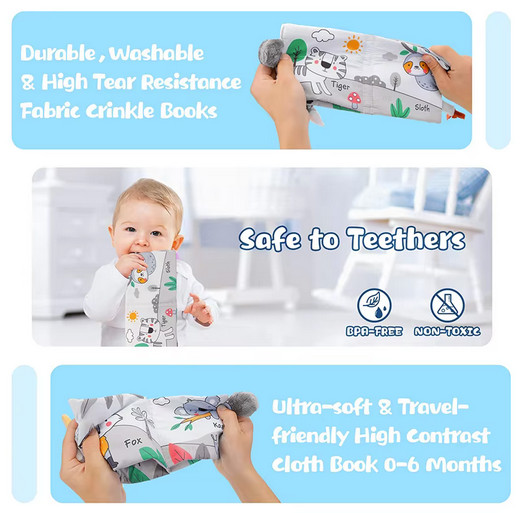 Soft Baby Books 3D Touch Feel High Contrast Cloth Book Sensory Early Learning