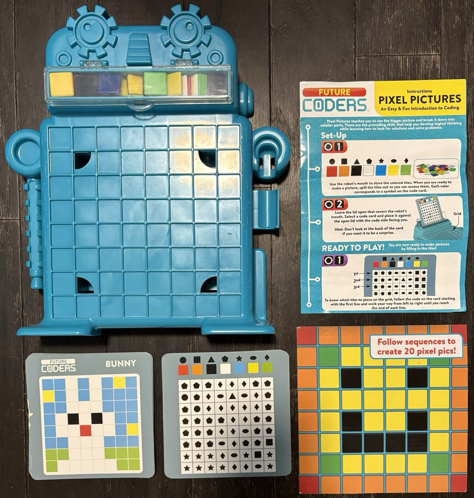 Future Coders Pixel Pictures Coding Educational Toy Set Blue Kids Age 4-7