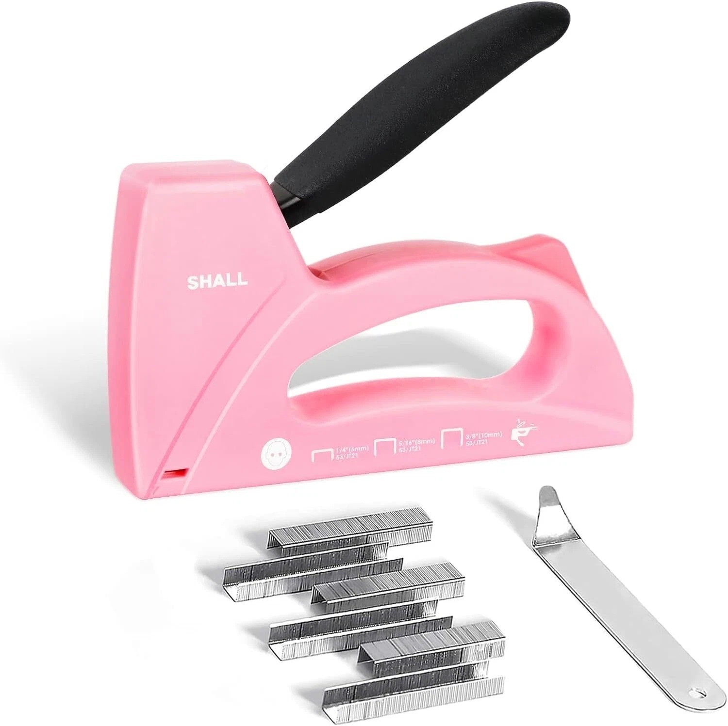 SHALL Light Duty Staple Gun for Wood – Pink Upholstery Staple Gun with 1600pcs