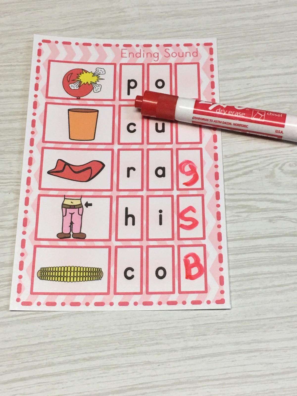 The Pink Series – Vowel Sound Set (20 Wipewriter Cards ) Montessori