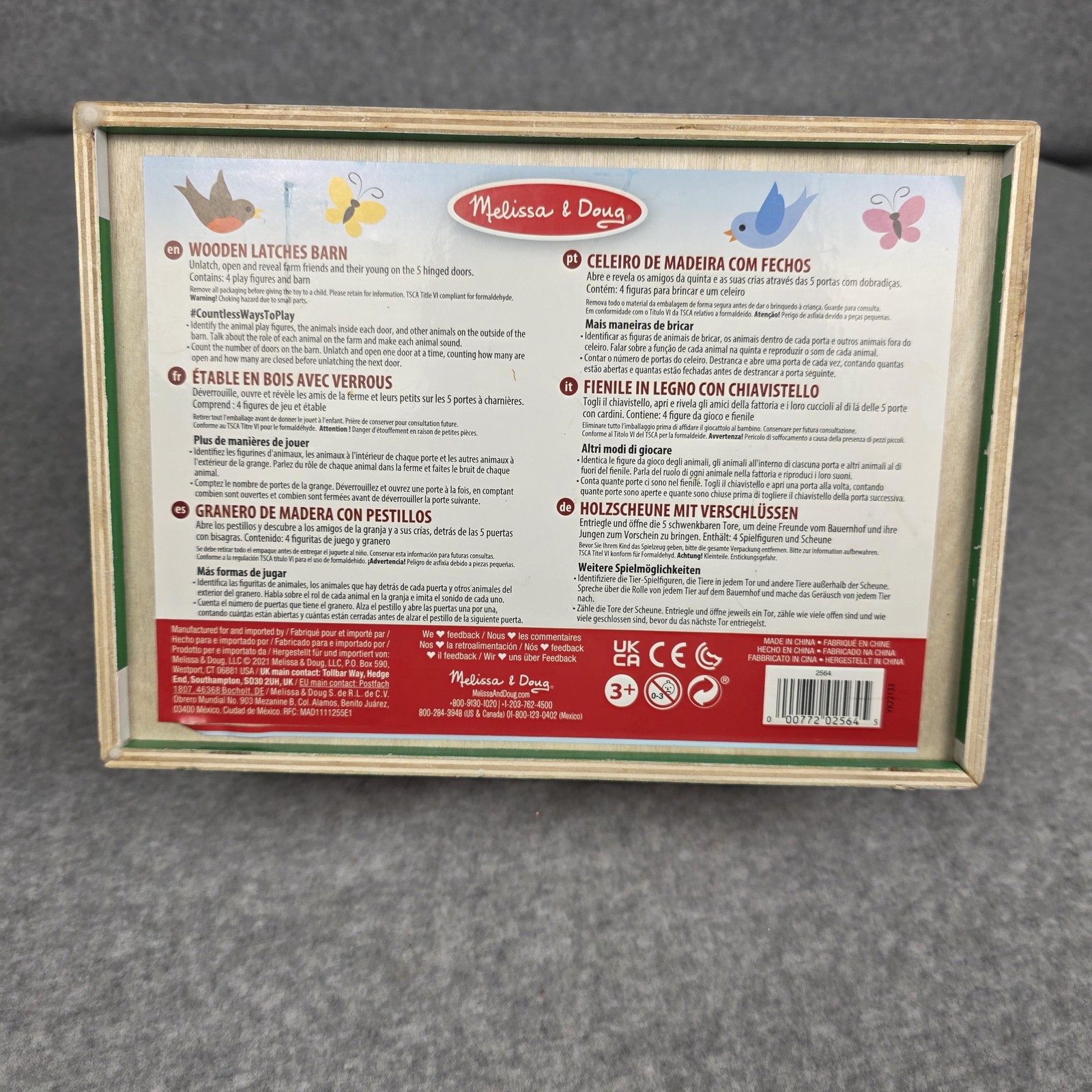 Melissa & Doug Wooden Latches Barn Toy Building Red Farm Animals Kids Playset