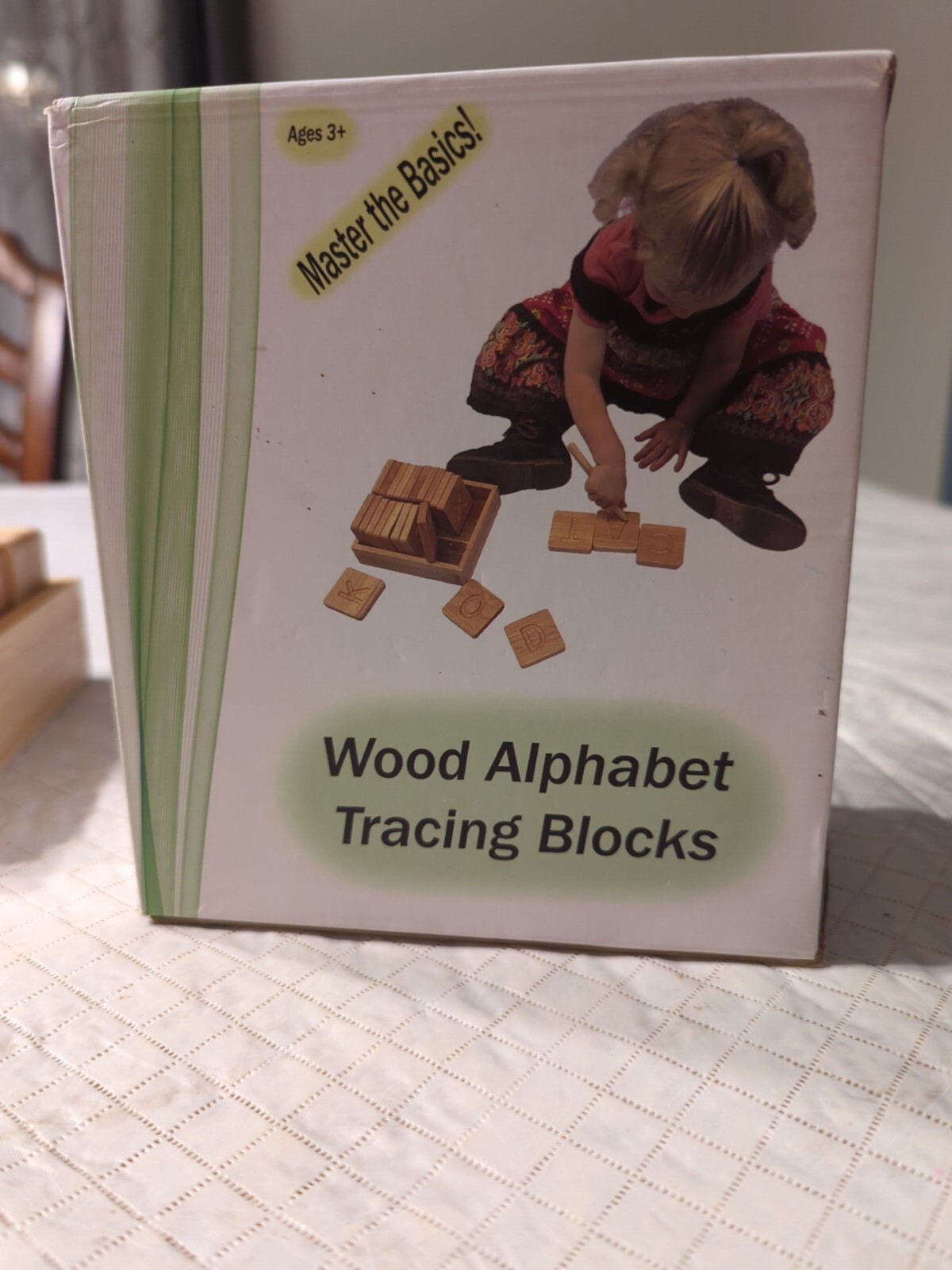 Solid Beechwood Alphabet Tracing Blocks, Learning Letter Formation, Double-Sided