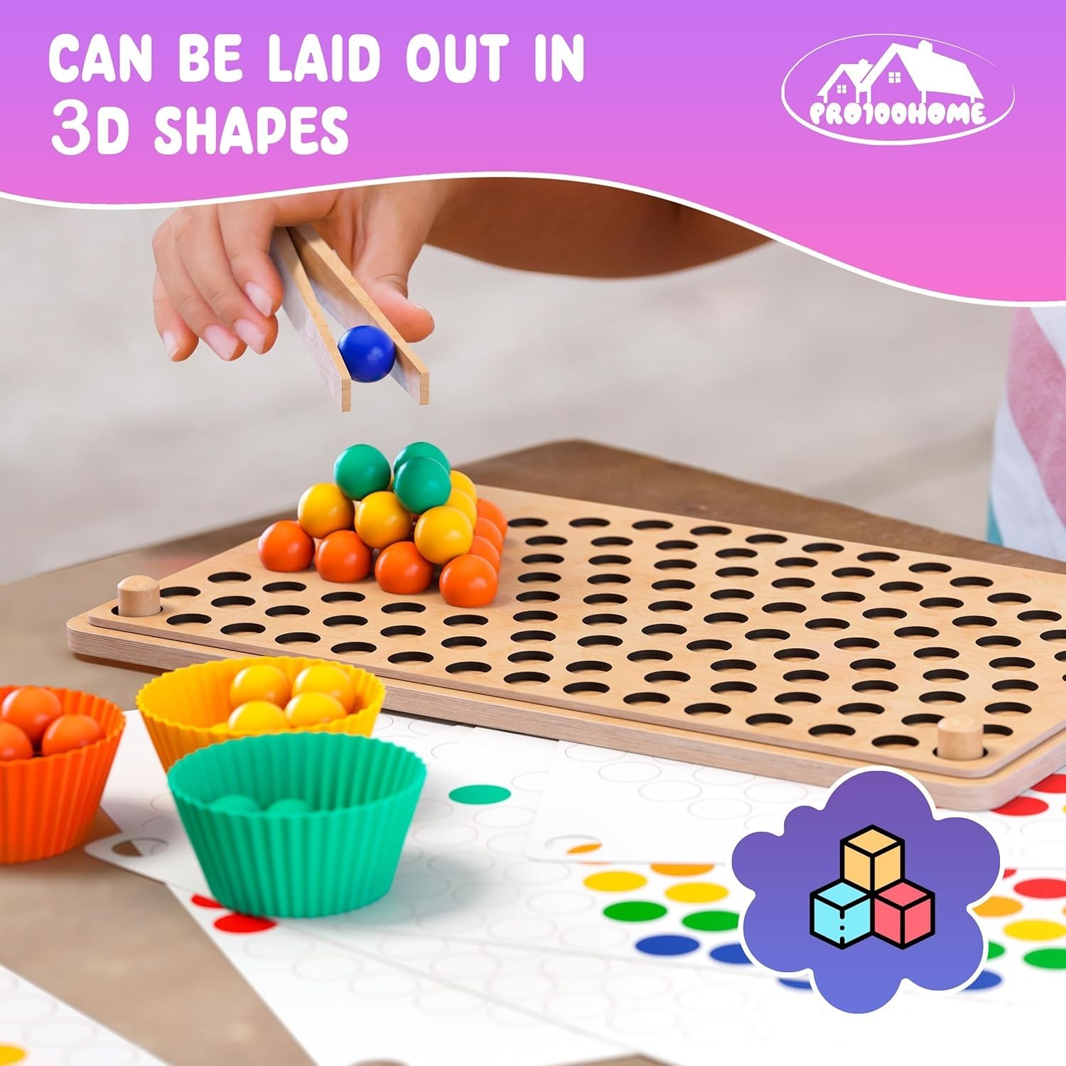 Rainbow Clip Beads Wooden monstessori Board