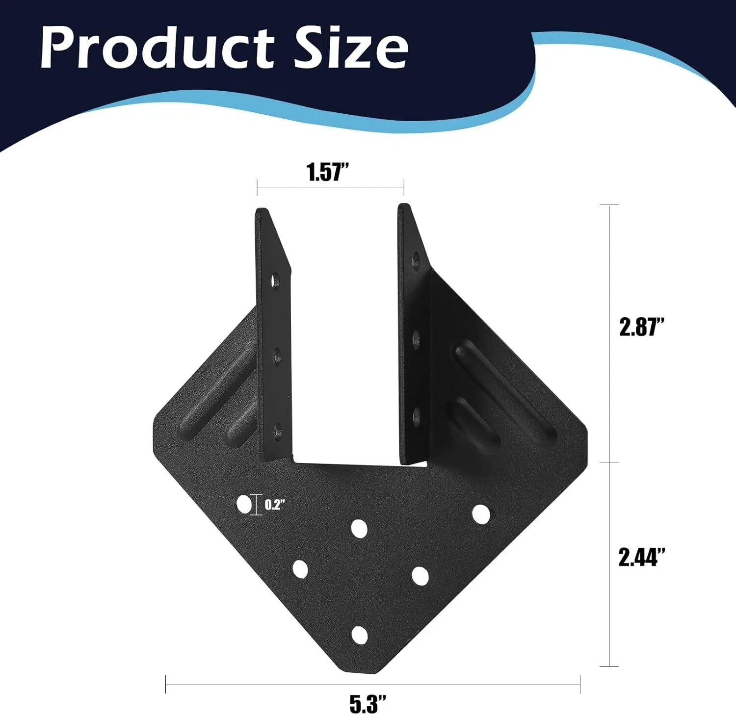 24 Pcs Hurricane Tie,14-Gauge(2MM) Heavy Duty Joist Hangers,Black Powder Coating