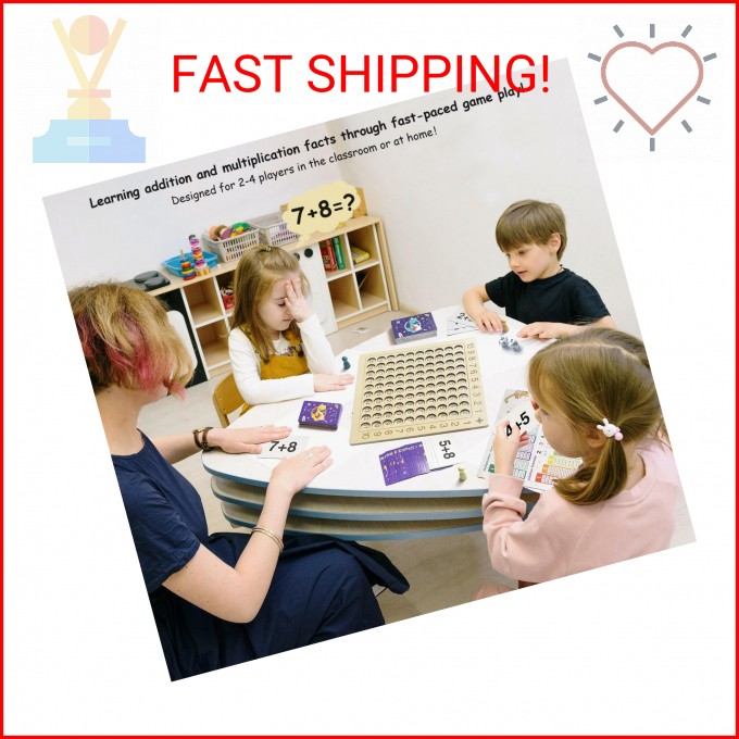 2 in 1 Multiplication Addition Math Board Game for Kids – Wooden Montessori Math