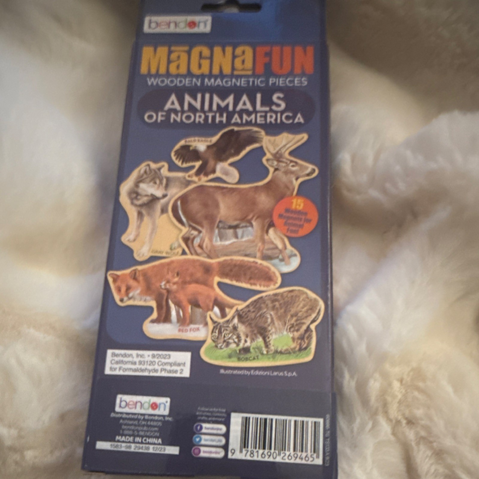 Bendon Magnafun Wooden Magnetic Pieces Animals of North America 15 Pack