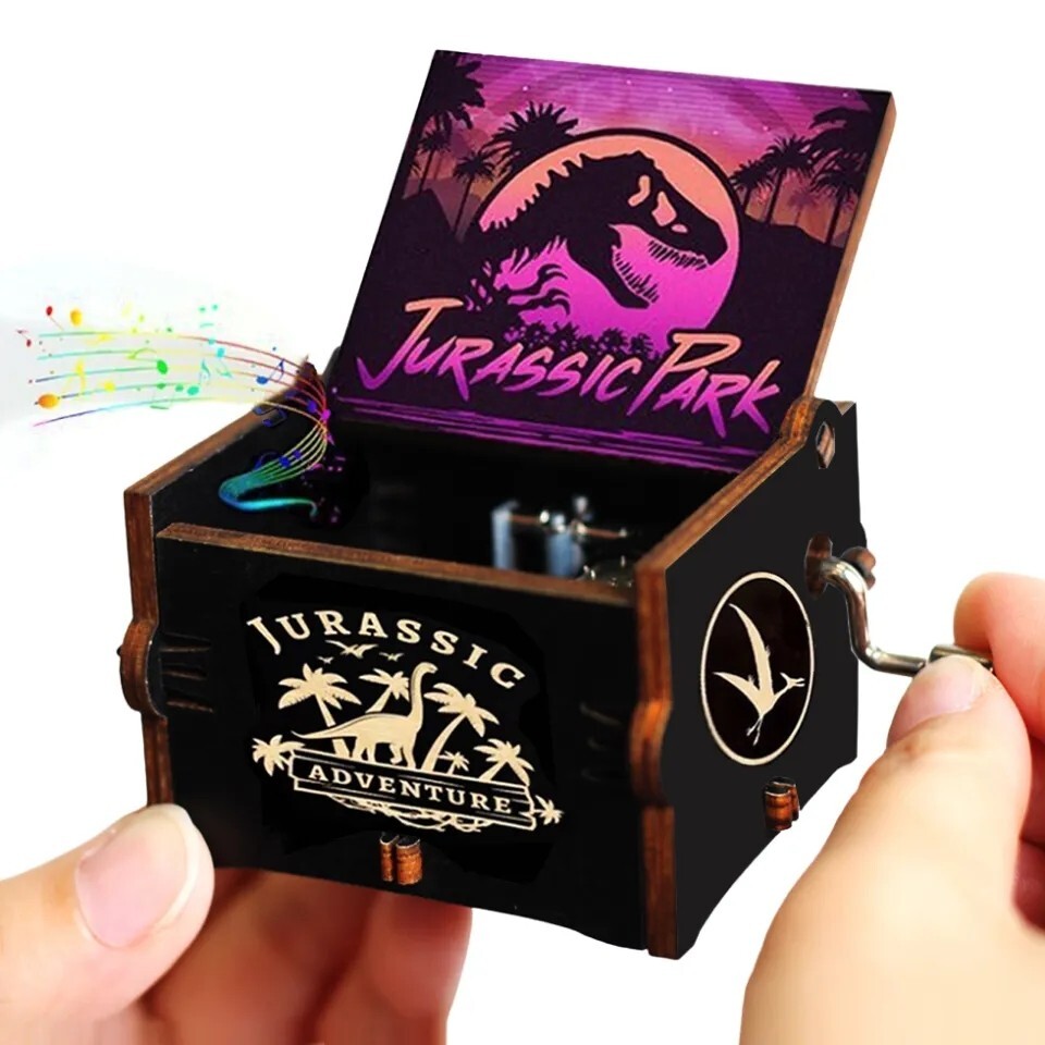 Jurassic Park Vintage Antique Dinosaur Music Box Crank Melody Film