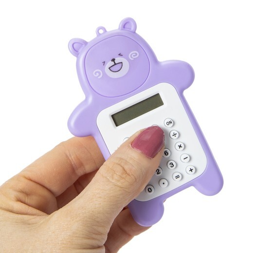 Purple Bear Shaped Mini Calculator