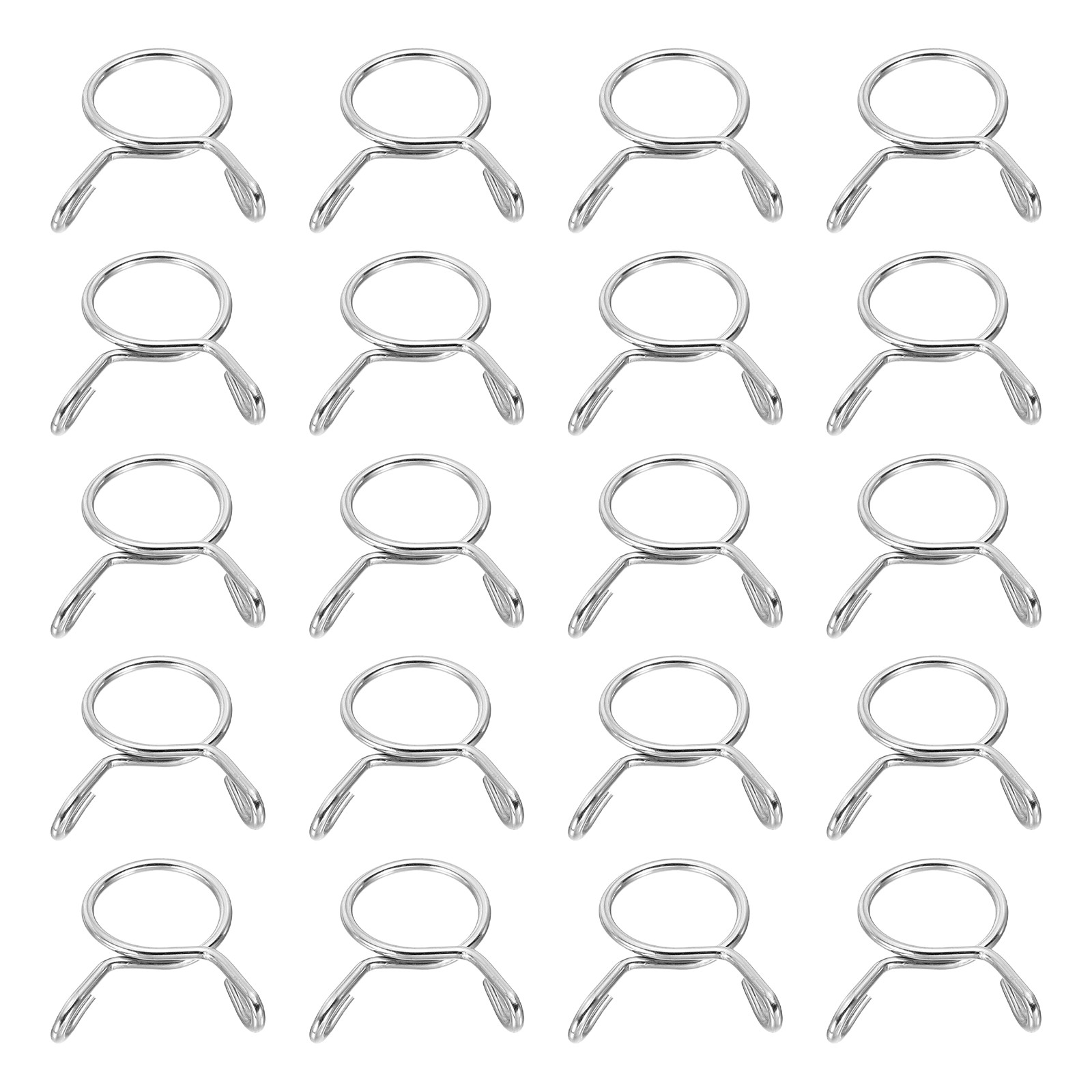 20Pcs 14mm ID 15.7mm OD Fuel Line Hose Clips Spring Clips Clamps Silver
