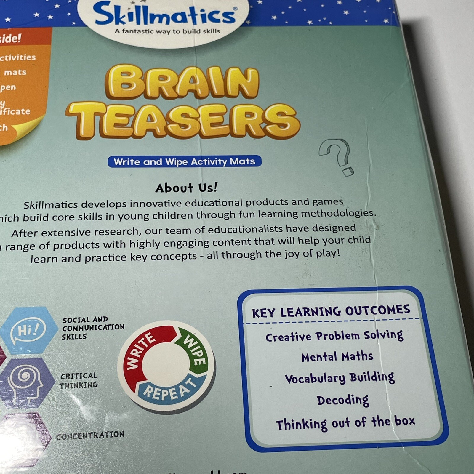 Brain Teasers Write & Wipe Activity Mats Educational Game By Skillmatics Ages 6+