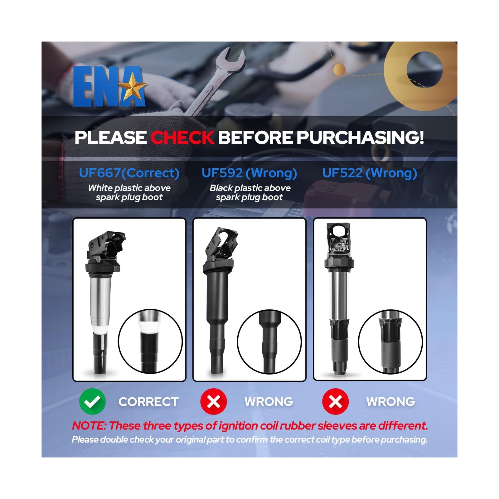 ENA Set of 6 Ignition Coil Pack Compatible with 128i 135i 323i 325i 330i …