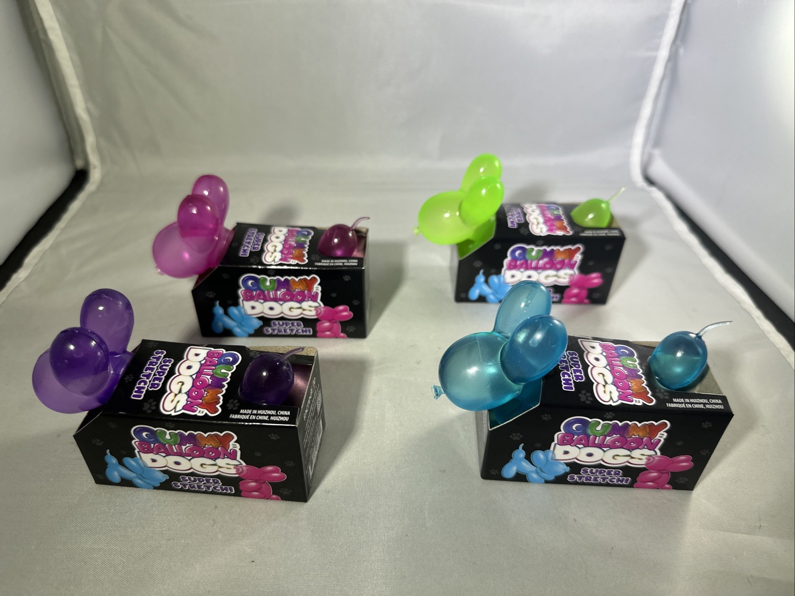 Gummy Balloon Dogs Super Stretchy Toy Blue Pink Purple Green Set Lot Of 4 Needoh