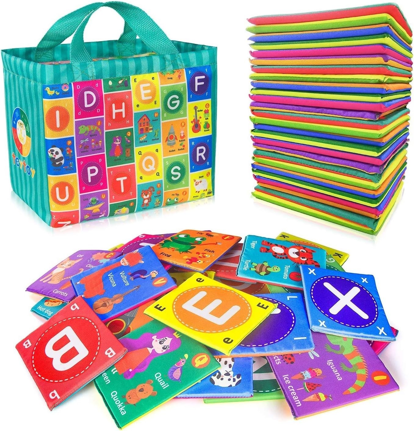 Non-Toxic Fabric Alphabet Cards for Babies – Interactive Learning Set of 26