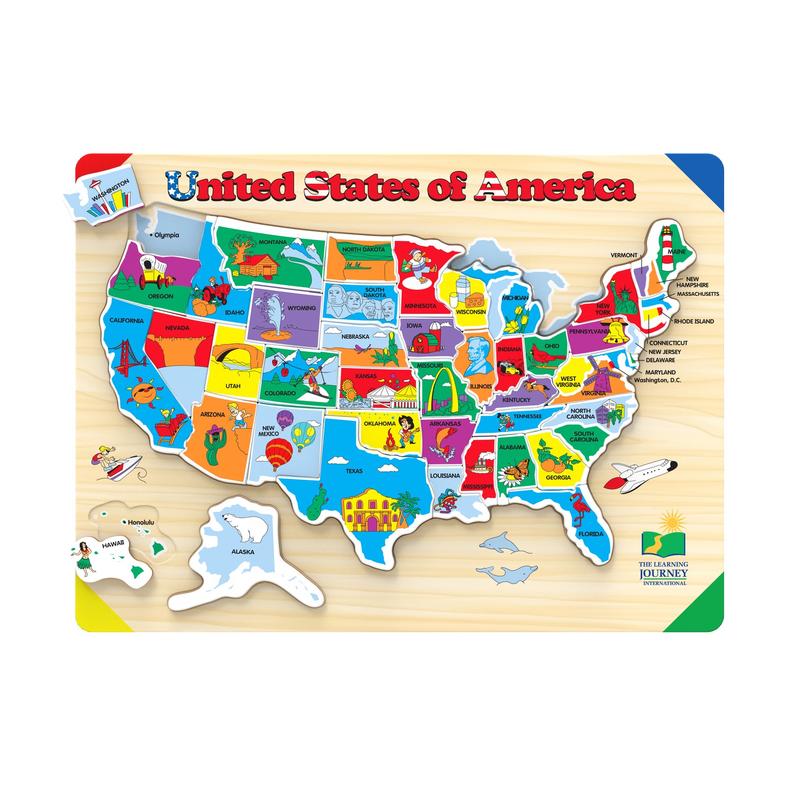 New – The Learning Journey Lift & Learn Puzzle – USA Map: 40 Pcs – Ages 3-6