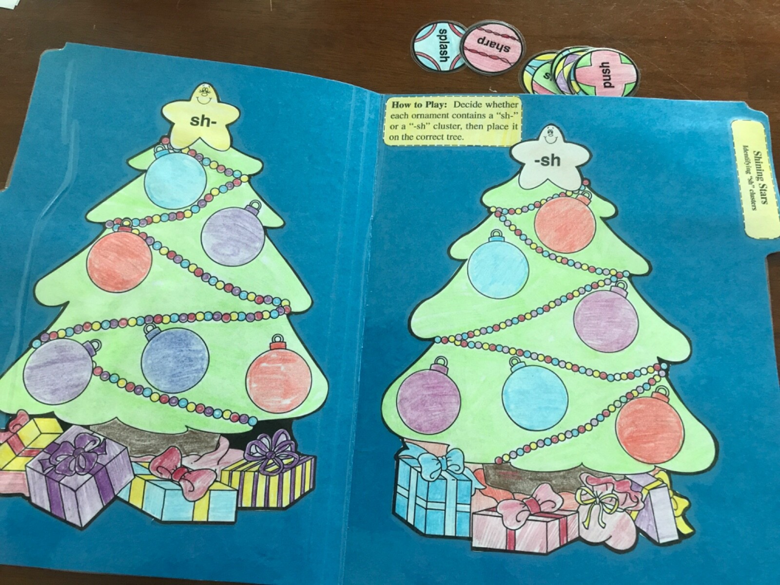 Shining Stars! “Sh” Clusters 1st grade language arts file folder game
