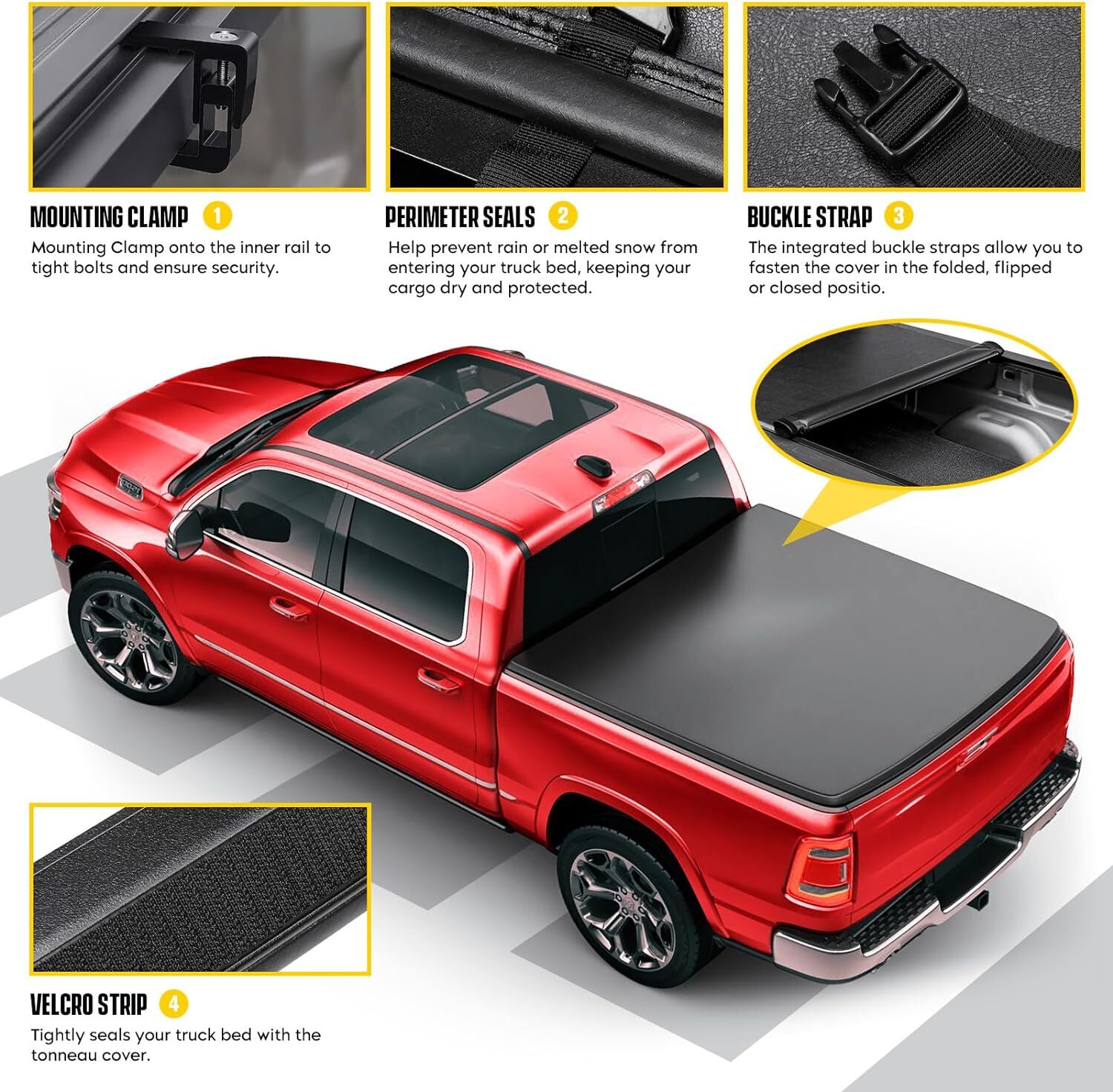 Soft Roll Up Truck Bed Tonneau Cover Fits for Ford F150 1997-2003 and 2004 F150