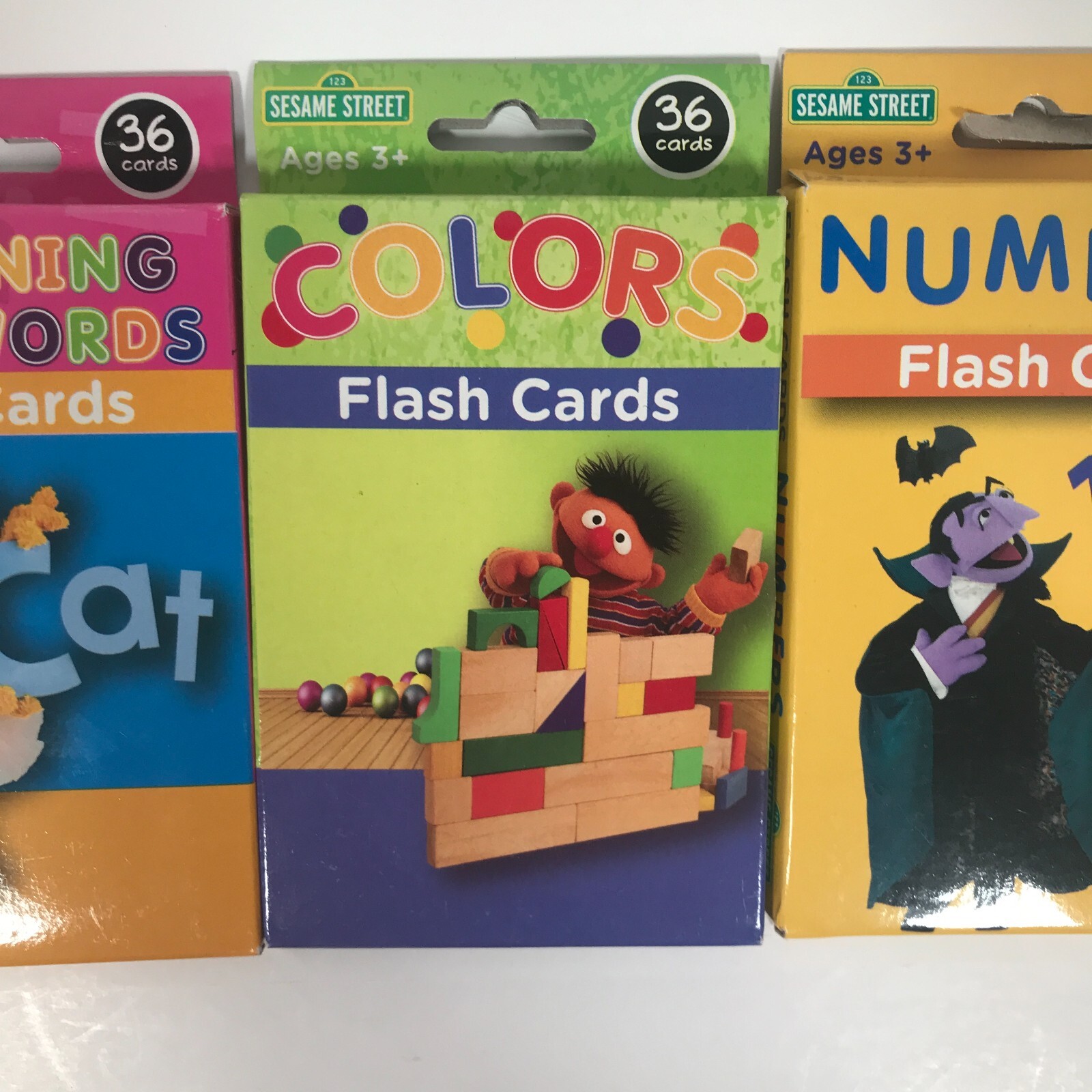 Sesame Street Numbers Beginning Words Colors Flash Cards 3 Packs Of 36 Cards