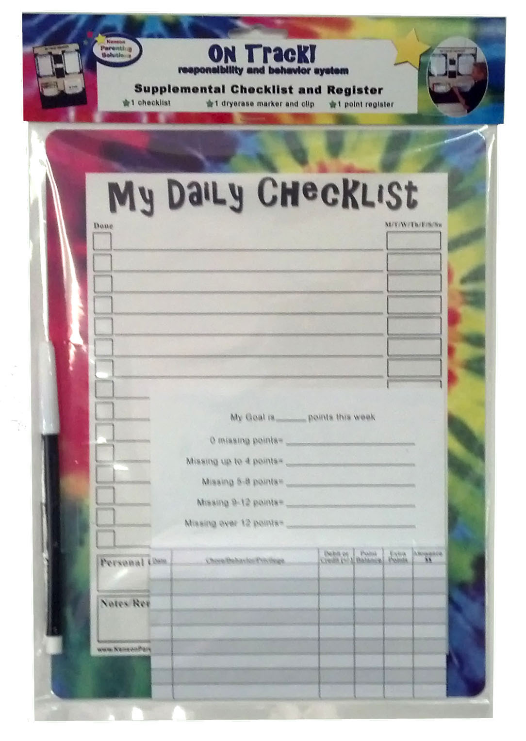 Kenson Kids On Track Responsibility Behavior System Checklist, Register & Marker