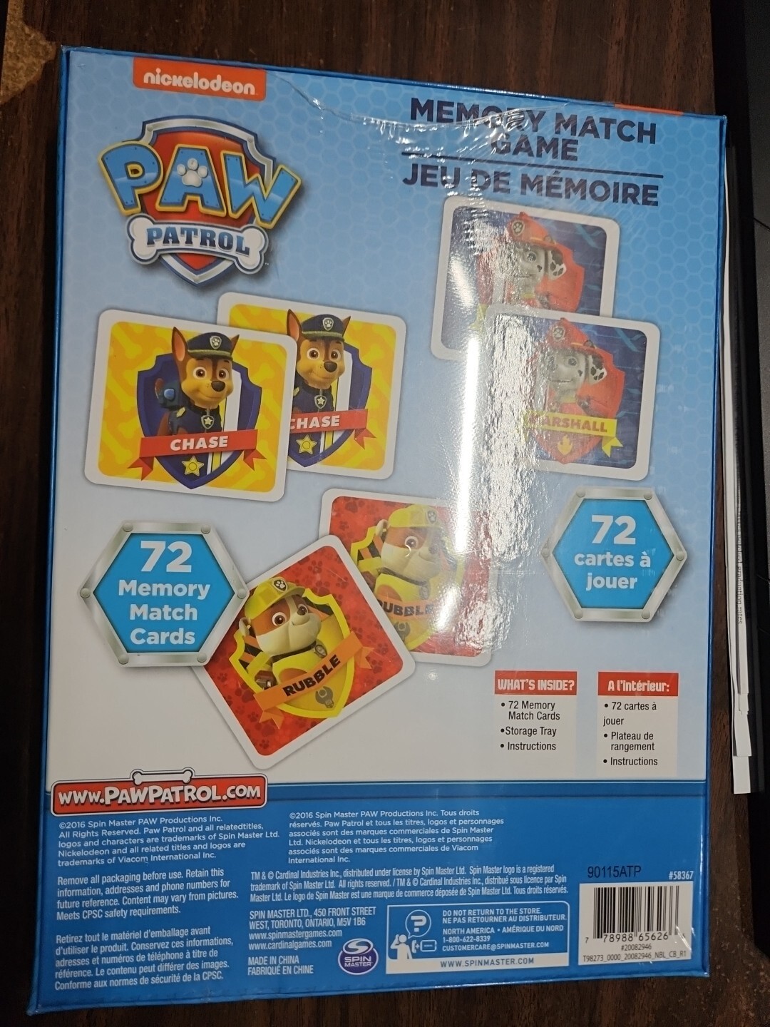 Paw Patrol Memory Match Game Nickelodeon 72 Cards Home School Aide Age 3+ 17d