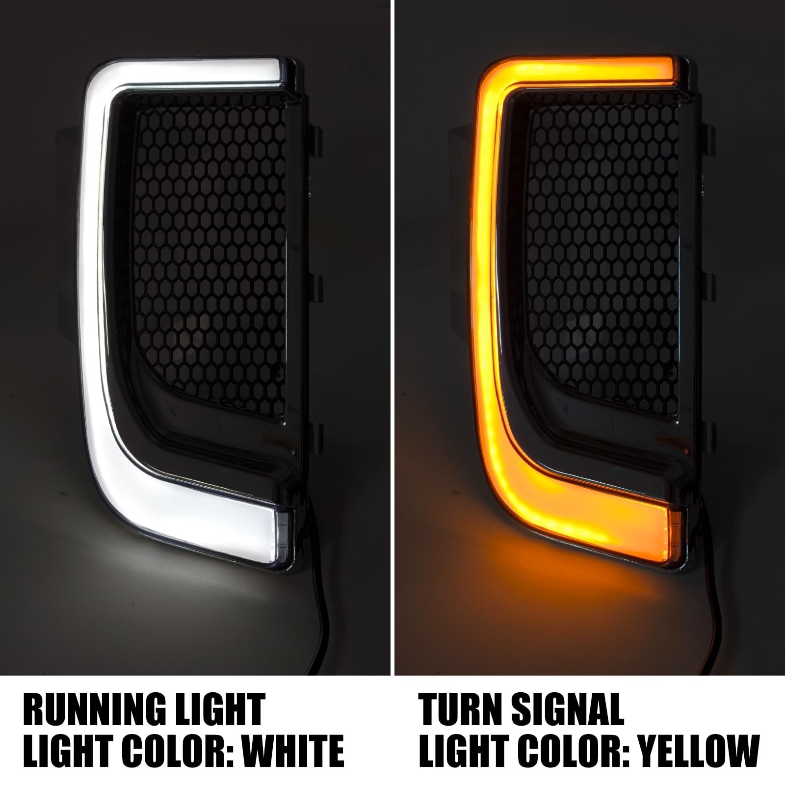 Motorcycle Lower Grills Leg Fairing Light LED Turn Signal Running Light Fit F…