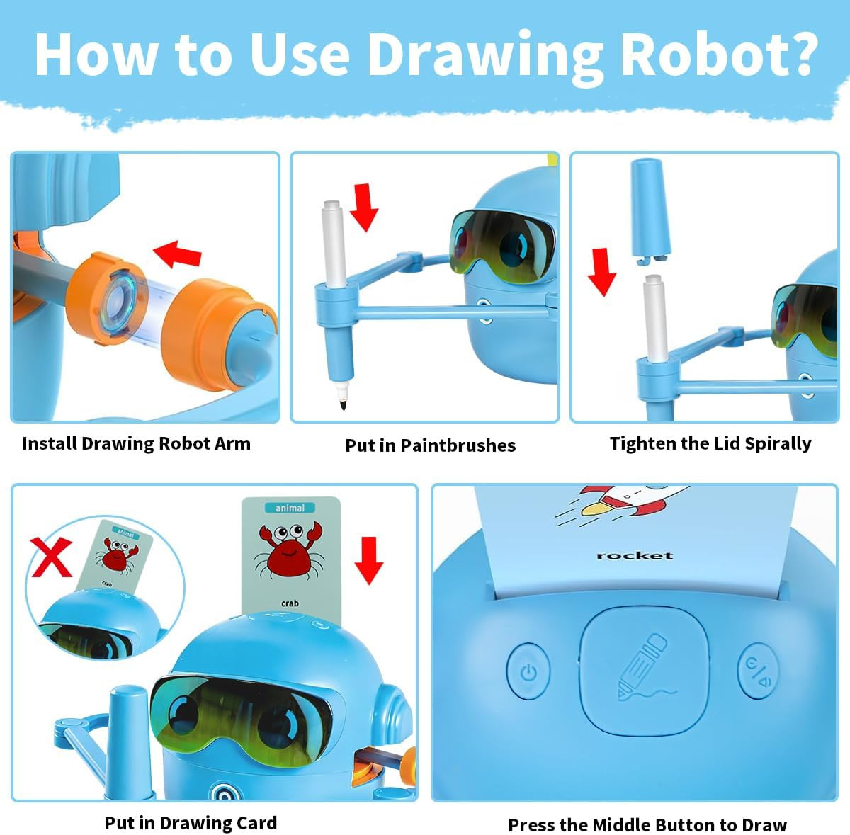Drawing Robot for Kids, Smart Auto Drawing Machine with Cards, Educational Art R