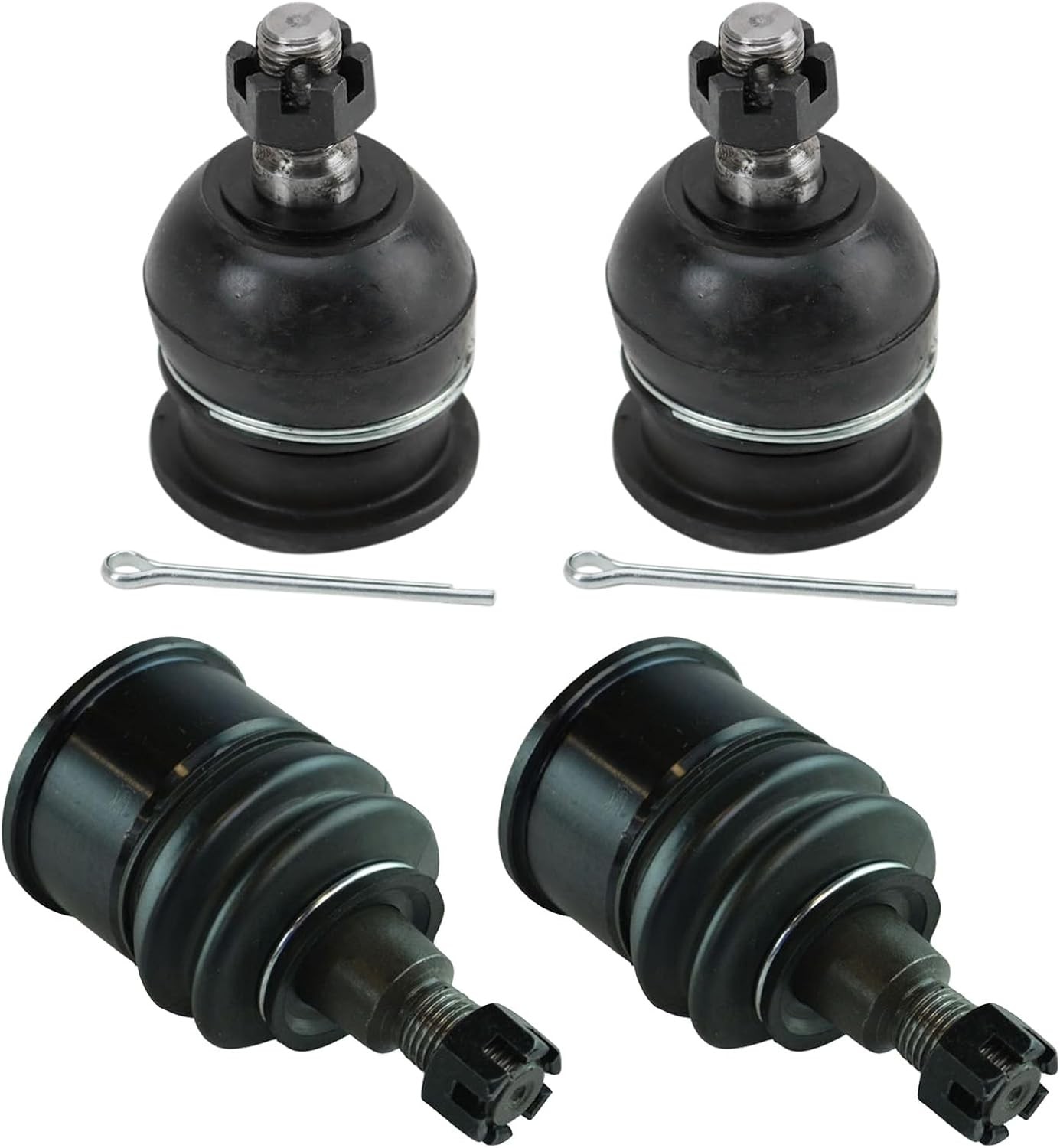 TRQ Front Upper and Lower Driver and Passenger Side Ball Joint Set Compatible wi