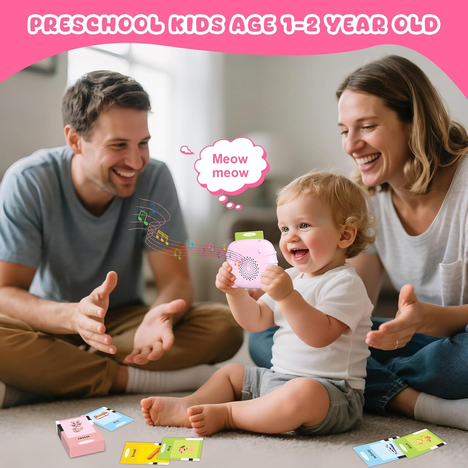 Toddler Talking Flash Cards for 1 2 3 4 5 Year Old Boys and Girls – Language Sen