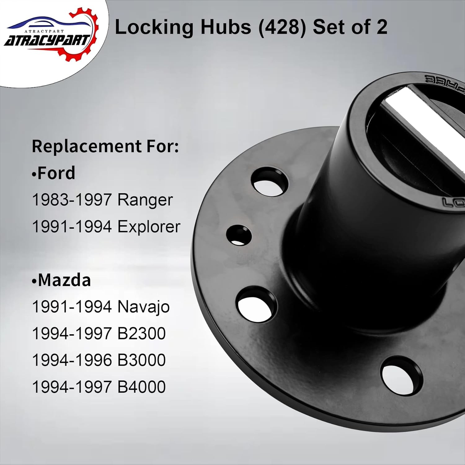 ATRACYPART Locking Hubs (428) Set of 2, 27 Splines, Replacement for 1983-1997
