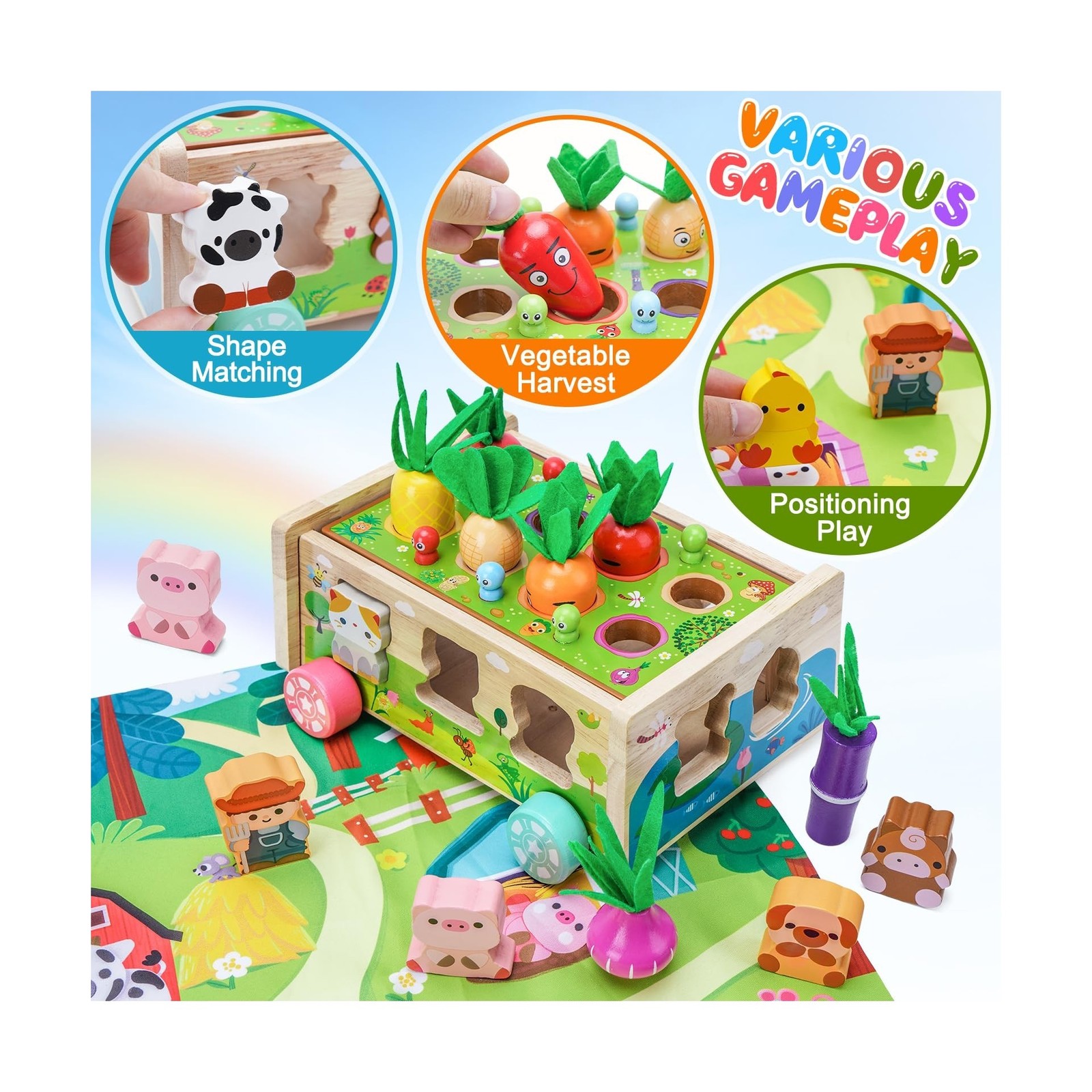 Toddler Montessori Wooden Farm Toys | Babies 12-18 Months Toy with … Fast Ship